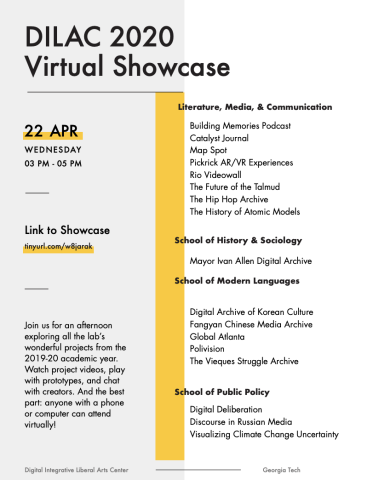 Flyer for the 2020 DILAC Showcase