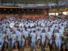 The Georgia Tech Band in the stands at Clemson University Memorial Stadium.
