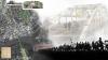 A collage of photographic images, layered under a fog-like screen, of the events and places of Bloody Sunday